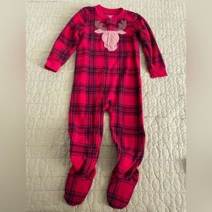 💜Carter’s One Piece Red & Black Plaid PJ’S. They have a Tan Moose W/Brown Horns